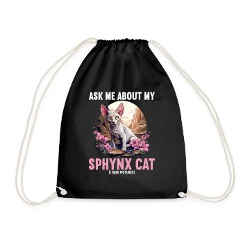 Sphynx Kitten Sphynx Cat - Drawstring Bag - black - Front