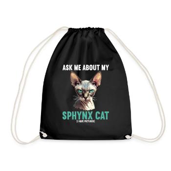 Sphynx Kitten Sphynx Cat - Drawstring Bag - black - Front