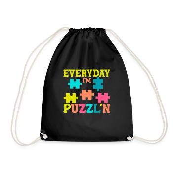 Jigsaw Puzzle Piece Puzzle Lover - Drawstring Bag - black - Front