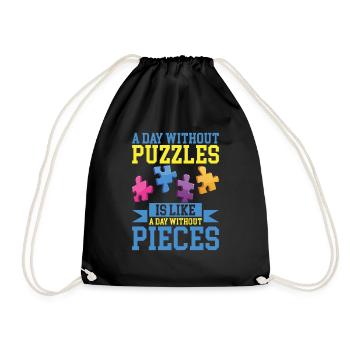Jigsaw Puzzle Piece Puzzle Lover - Drawstring Bag - black - Front