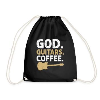 God Guitars Kaffee Christliche Gitarristin - Turnbeutel - Schwarz - Vorne