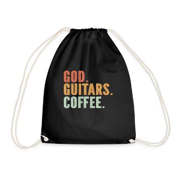 God Guitars Kaffee Christliche Gitarristin - Turnbeutel - Schwarz - Vorne