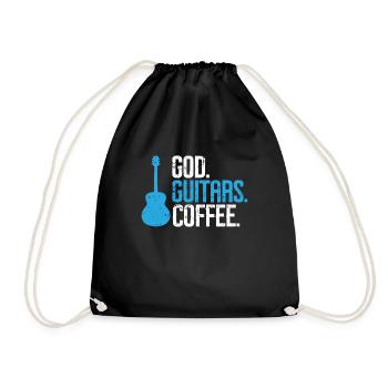 God Guitars Kaffee Christliche Gitarristin - Turnbeutel - Schwarz - Vorne