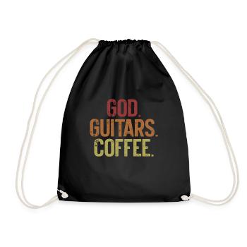 God Guitars Kaffee Christliche Gitarristin - Turnbeutel - Schwarz - Vorne
