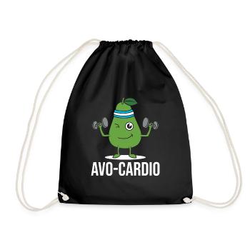 Avo-Cardio Lustiges Wortspiel Training Avocado - Turnbeutel - Schwarz - Vorne