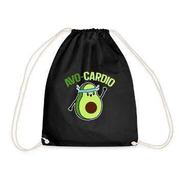 Avo-Cardio Funny Pun Workout Avocado - Drawstring Bag - black - Front