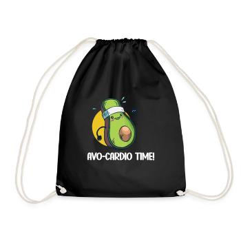Avo-Cardio Lustiges Wortspiel Training Avocado - Turnbeutel - Schwarz - Vorne