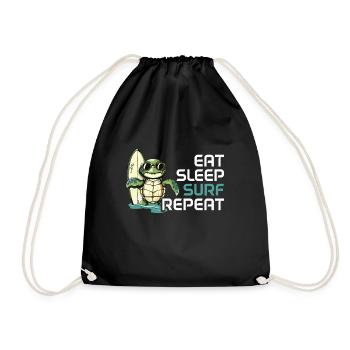 Eat Sleep Surf Repeat Turtle - Drawstring Bag - black - Front