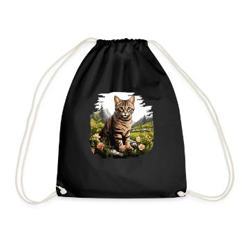 Chaton tigré chat tigré - Sac de sport léger - noir - Devant