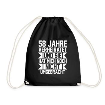 Ehe Engelshochzeit 58 Jahre Verheiratet Hochzeitst - Turnbeutel - Schwarz - Vorne