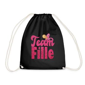 Team Fille | Baby Shower Fille - Sac de sport léger - noir - Devant