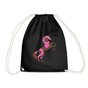 Female Symbol Unicorn T-Shirt Magical Unicorn Pun - Drawstring Bag - black - Front