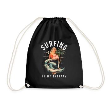 Surfen Surfer Geschenk - Turnbeutel - Schwarz - Vorne