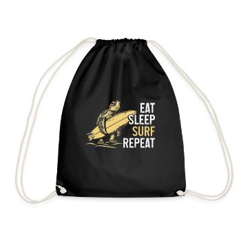Turtle Surfing Surfer Gift - Drawstring Bag - black - Front