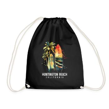 Huntington Beach, Californie, Surfeur de surf - Sac de sport léger - noir - Devant