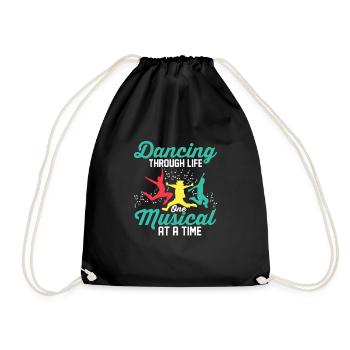 Dancing Through Life, One Muiscal At A Time Singin - Drawstring Bag - black - Front