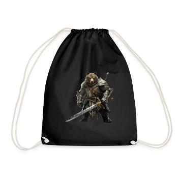 Grizzly Ours Chevalier Médiéval - Sac de sport léger - noir - Devant
