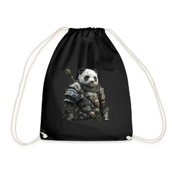 Panda Ritter Mittelalter - Turnbeutel - Schwarz - Vorne