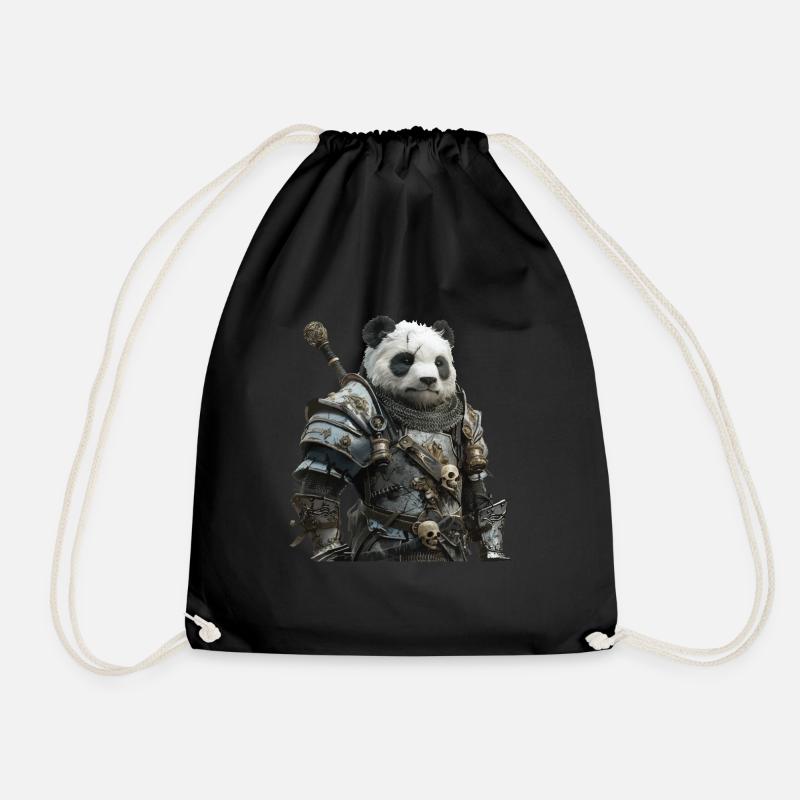 Panda Ritter Mittelalter - Turnbeutel - Schwarz