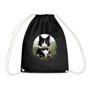Tuxedo Kätzchen Tuxedo Katze - Turnbeutel - Schwarz - Vorne