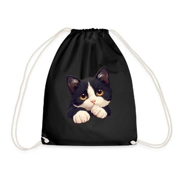 Tuxedo Kätzchen Tuxedo Katze - Turnbeutel - Schwarz - Vorne