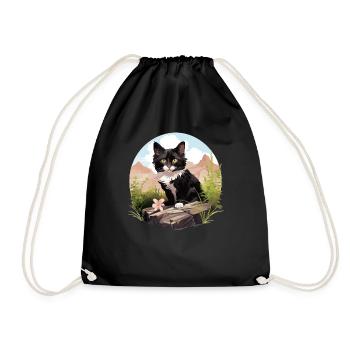 Tuxedo Kätzchen Tuxedo Katze - Turnbeutel - Schwarz - Vorne