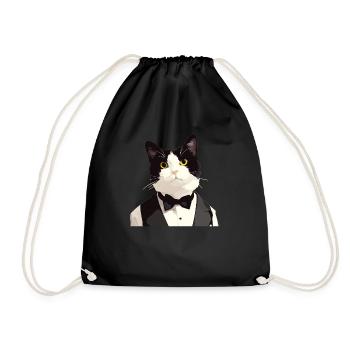 Tuxedo Kätzchen Tuxedo Katze - Turnbeutel - Schwarz - Vorne