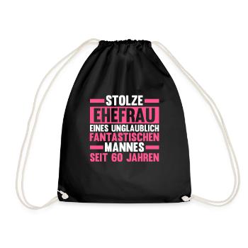 Ehe Diamantene Hochzeit 60 Jahre Verheiratet Hochz - Turnbeutel - Schwarz - Vorne