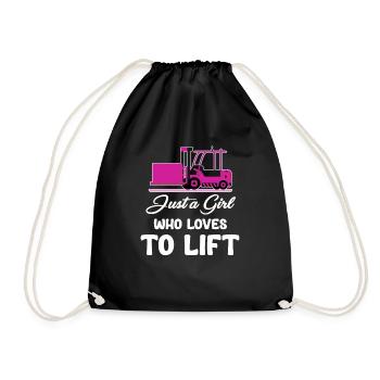 Just a girl who loves forklifts, - Drawstring Bag - black - Front