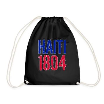 HAITI 1804 FONT IN COLORS OF THE NATIONAL FLAG - Drawstring Bag - black - Front
