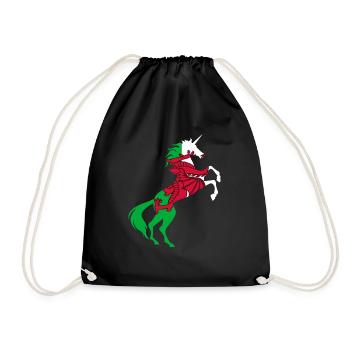 Licorne Pays de Galles Drapeau T-Shirt Licorne Magique Gallois - Sac de sport léger - noir - Devant