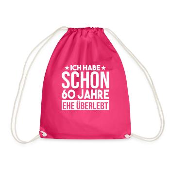 Ehe Diamantene Hochzeit 60 Jahre Verheiratet Hochz - Turnbeutel - Fuchsia - Vorne