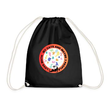 I love math and my cat - Drawstring Bag - black - Front