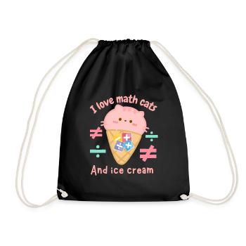 J’adore les chats mathématiques et les glaces - Sac de sport léger - noir - Devant