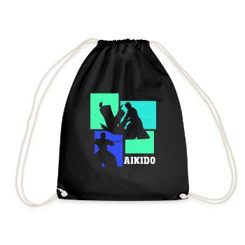 Aikido Martial Arts Gift - Drawstring Bag - black - Front