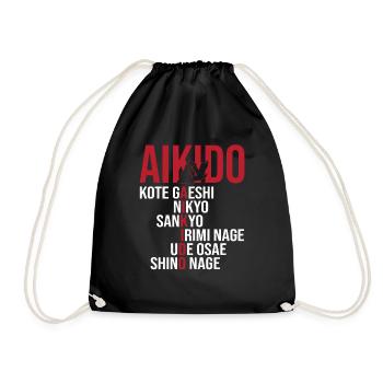 Aikido Martial Arts Gift - Drawstring Bag - black - Front