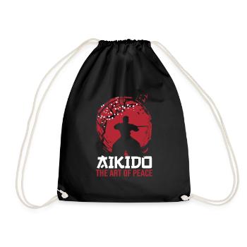 Aikido Martial Arts Gift - Drawstring Bag - black - Front