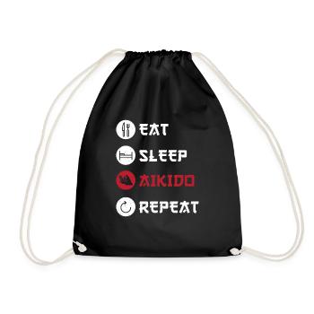 Aikido Martial Arts Gift - Drawstring Bag - black - Front