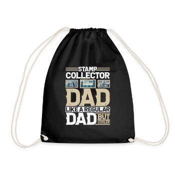 Cool Dad, Richer Hobbies: Stamp Collector - Drawstring Bag - black - Front