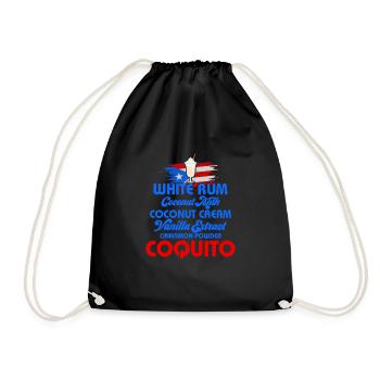 Coquito Recipe Puerto Rican Coconut Rum Drink - Drawstring Bag - black - Front