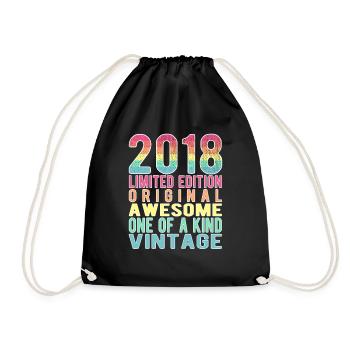 Limited Edition Since 2018 Birthday Vintage 2018 - Drawstring Bag - black - Front