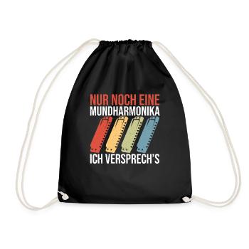 Playing Harmonica Gift - Drawstring Bag - black - Front