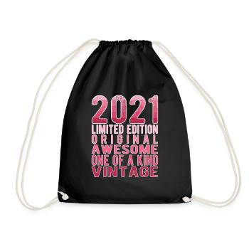 Limited Edition Since 2021 Birthday Vintage 2021 - Drawstring Bag - black - Front