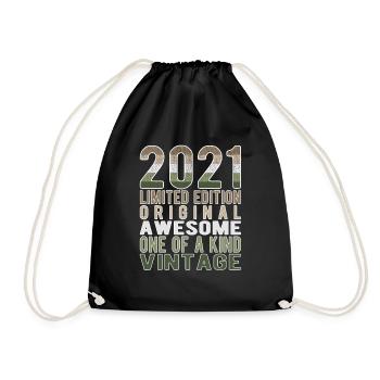 Limited Edition Since 2021 Birthday Vintage 2021 - Drawstring Bag - black - Front