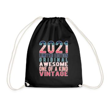 Limited Edition Since 2021 Birthday Vintage 2021 - Drawstring Bag - black - Front