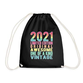 Limited Edition Since 2021 Birthday Vintage 2021 - Drawstring Bag - black - Front