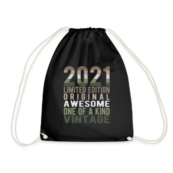 Limited Edition Since 2021 Birthday Vintage 2021 - Drawstring Bag - black - Front