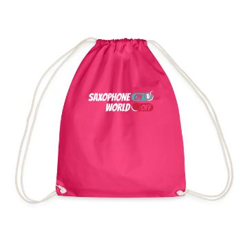 Saxophon Saxofon Saxophone On World Off - Drawstring Bag - fuchsia - Front