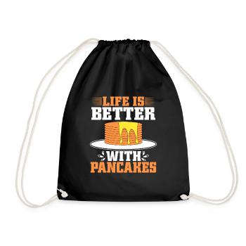 Pancake Breakfast Syrup Food Funny - Drawstring Bag - black - Front