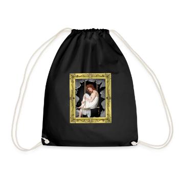 Medieval Castle Girl Woman Picture Frame - Drawstring Bag - black - Front